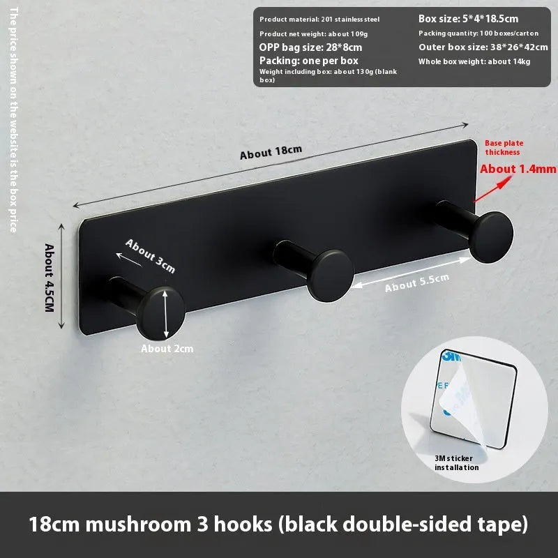 Modern iron adhesive wall hook with multiple rows, shown in white with mounting tape.