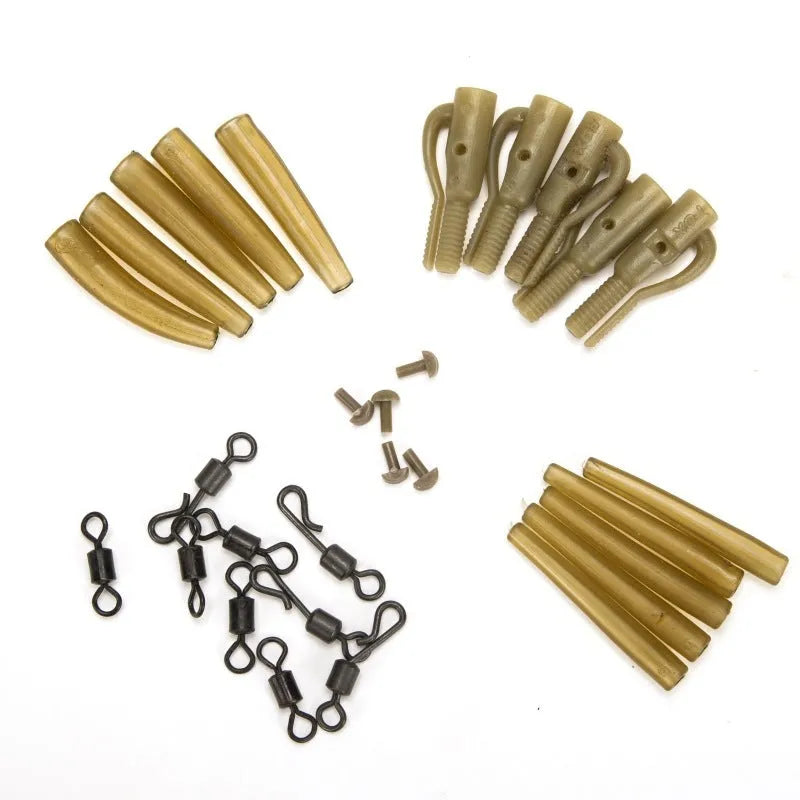 30 piece European carp fishing accessory set with anti-winding pipe threaded hose rotation and screw components