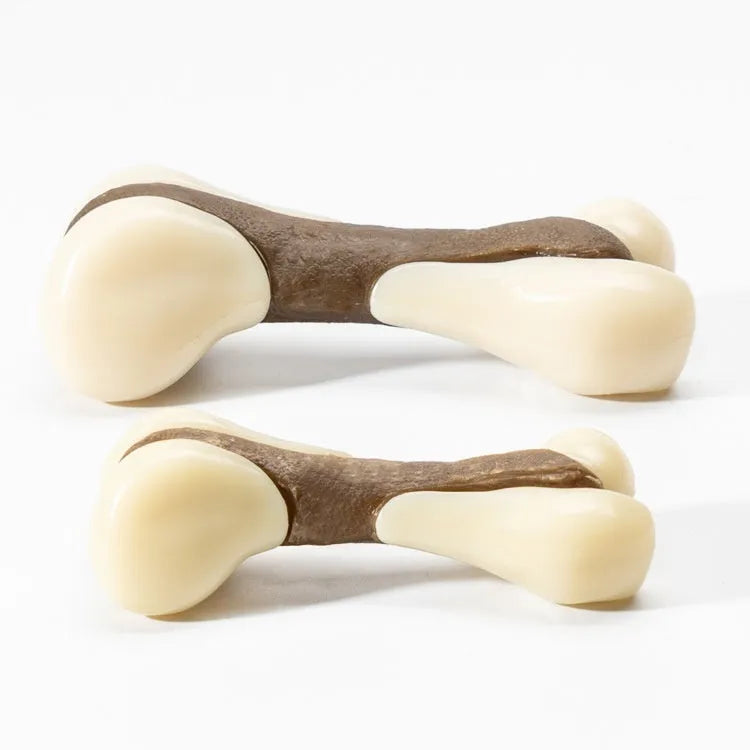 Eating and Playing Series dog bone grinding rod in cowhide and nylon construction for teeth cleaning