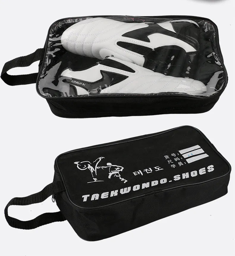 Black and white children martial arts shoes for boxing and Sanda training with soft bottom design