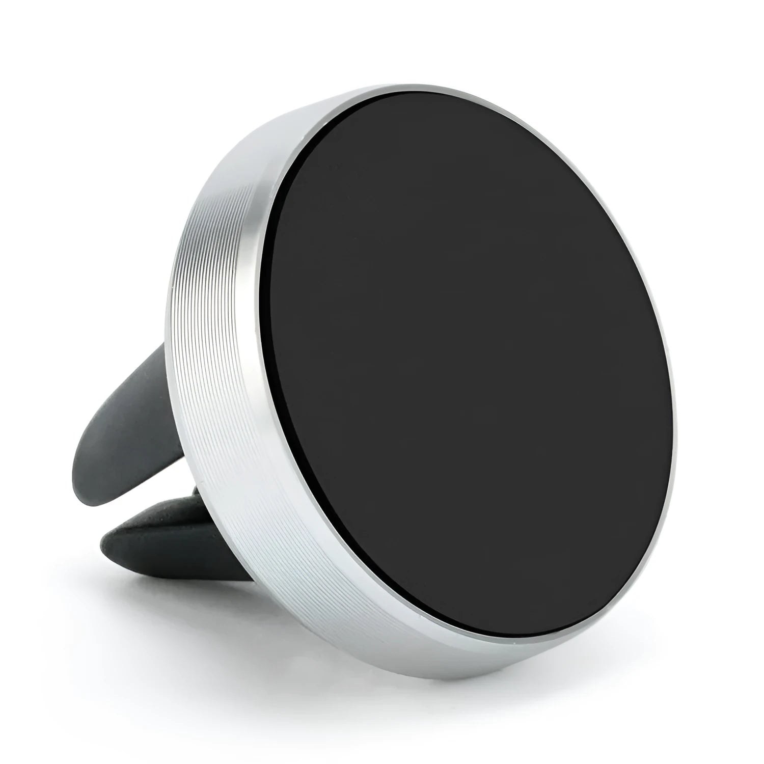 Magnetic car air vent mobile phone holder in rose gold, showing clip and magnet