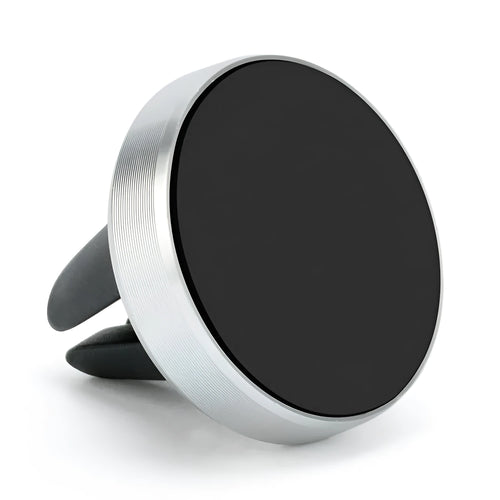 Magnetic car air vent mobile phone holder in rose gold, showing clip and magnet