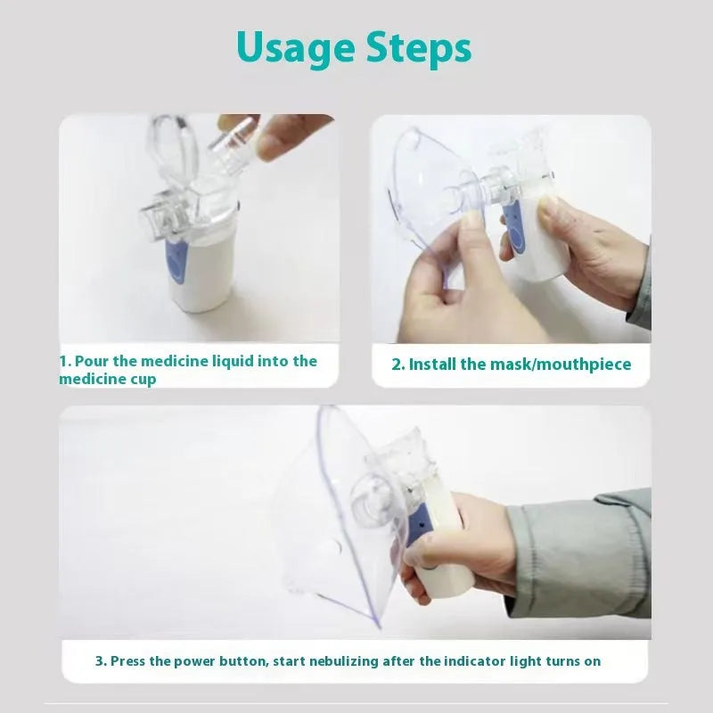 White plastic handheld nebuliser spray machine with USB charging port and single mist outlet