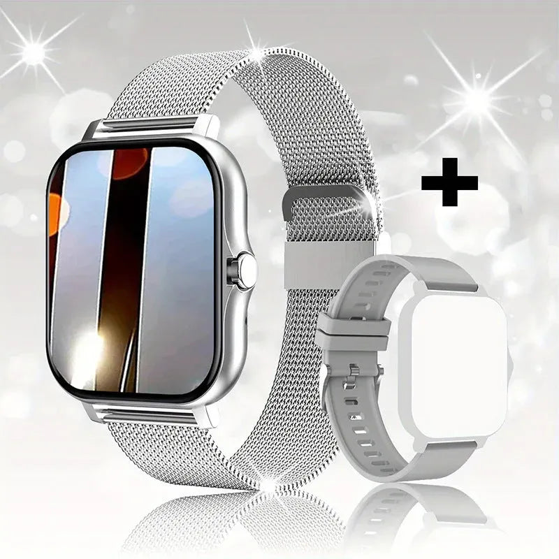 Smart watch with colour touch screen and silicone strap, showing Bluetooth call interface.