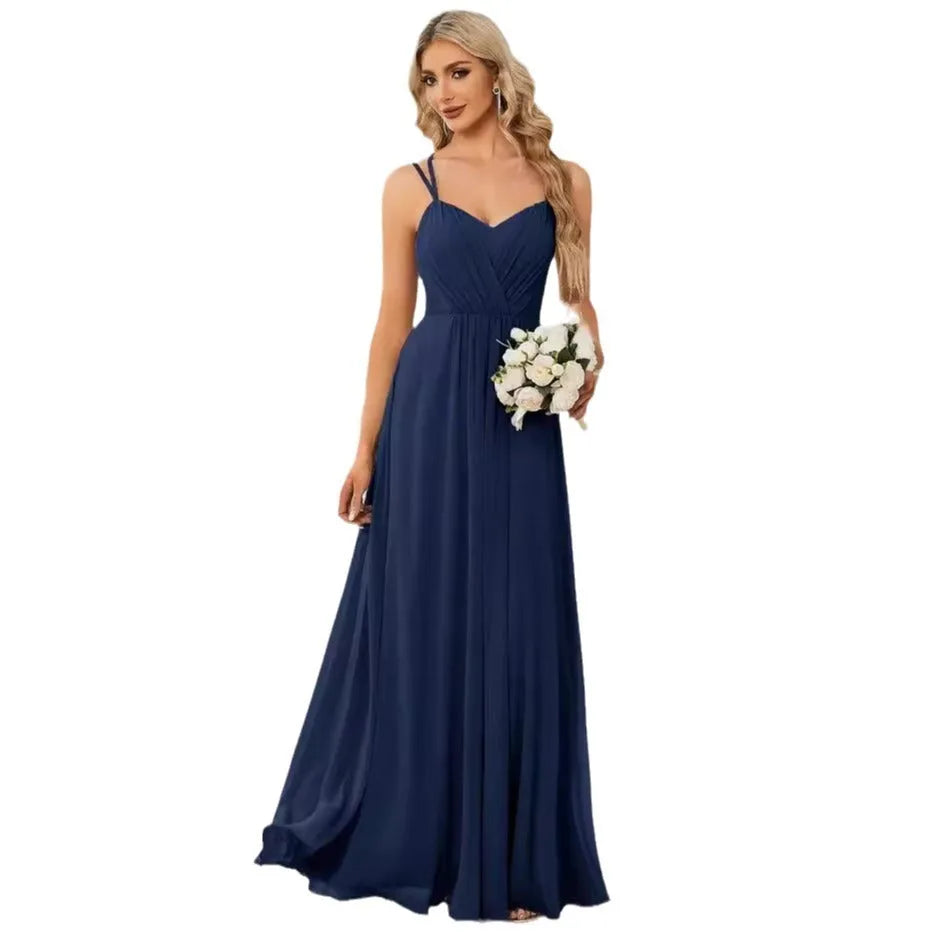 Women's sleeveless A-line long dress with pleated skirt in light green polyester fabric