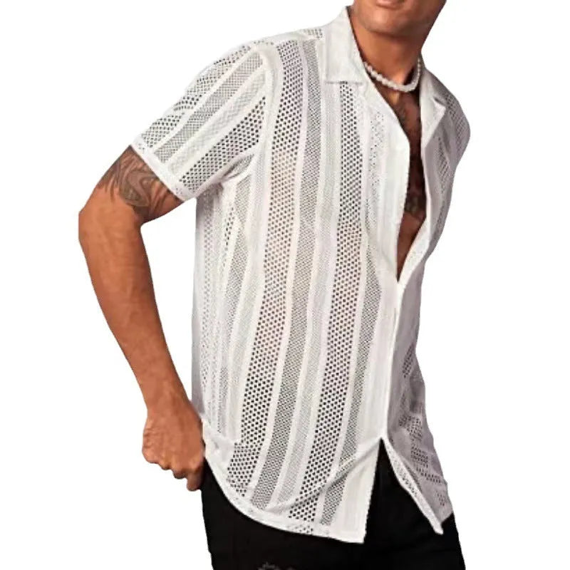 Men's knitted button shirt with jacquard pattern in cardigan style