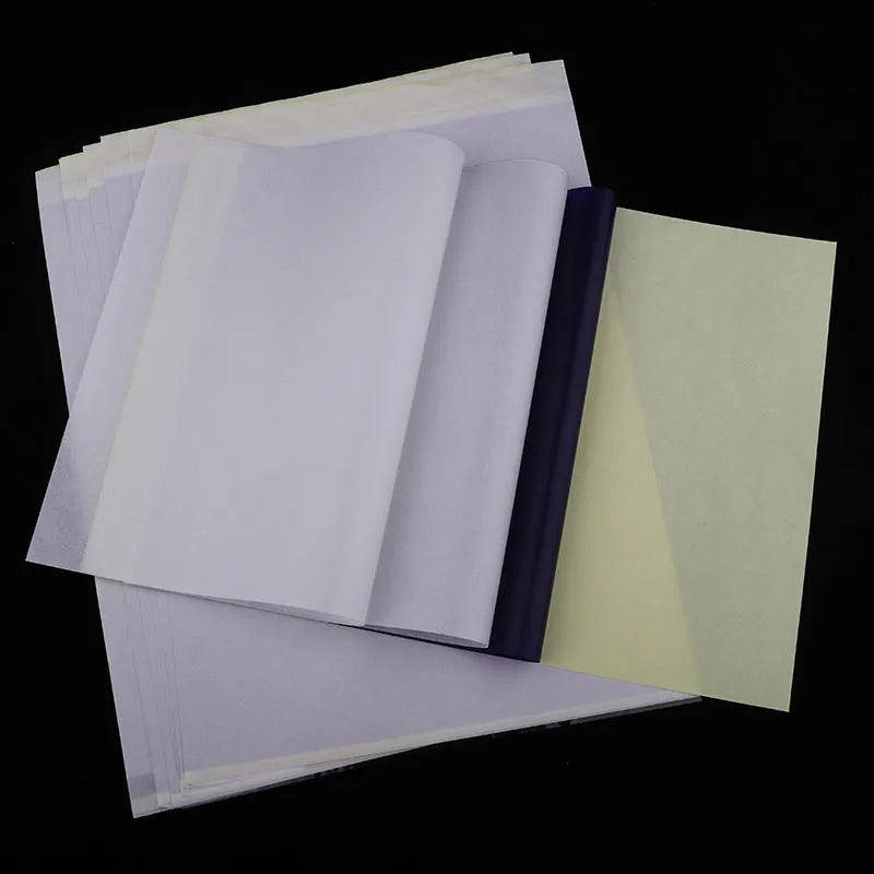 A4 tattoo transfer paper pack with quadruple-copy sheets and transfer paste gel for stencil creation