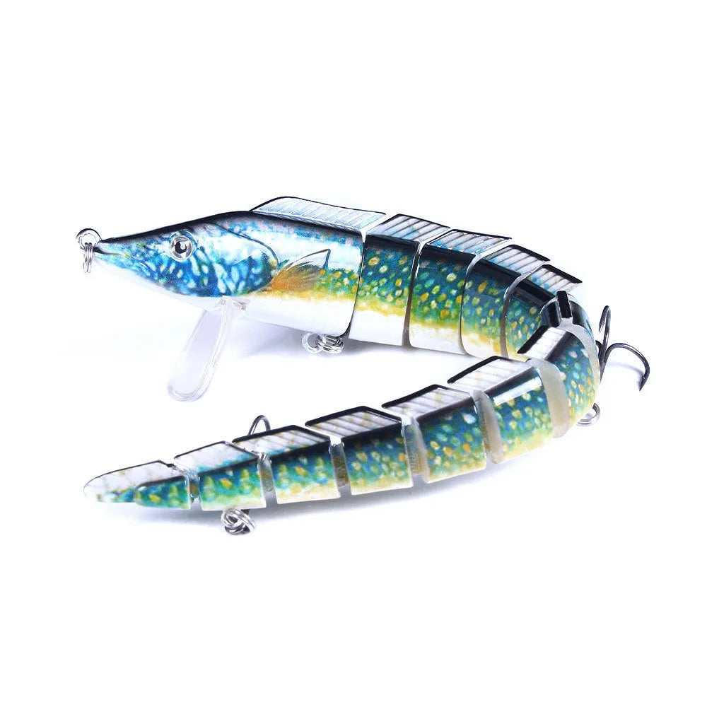 Multi-section soft plastic loach fishing lure measuring 23cm with integrated hook in JM029 colour pattern.