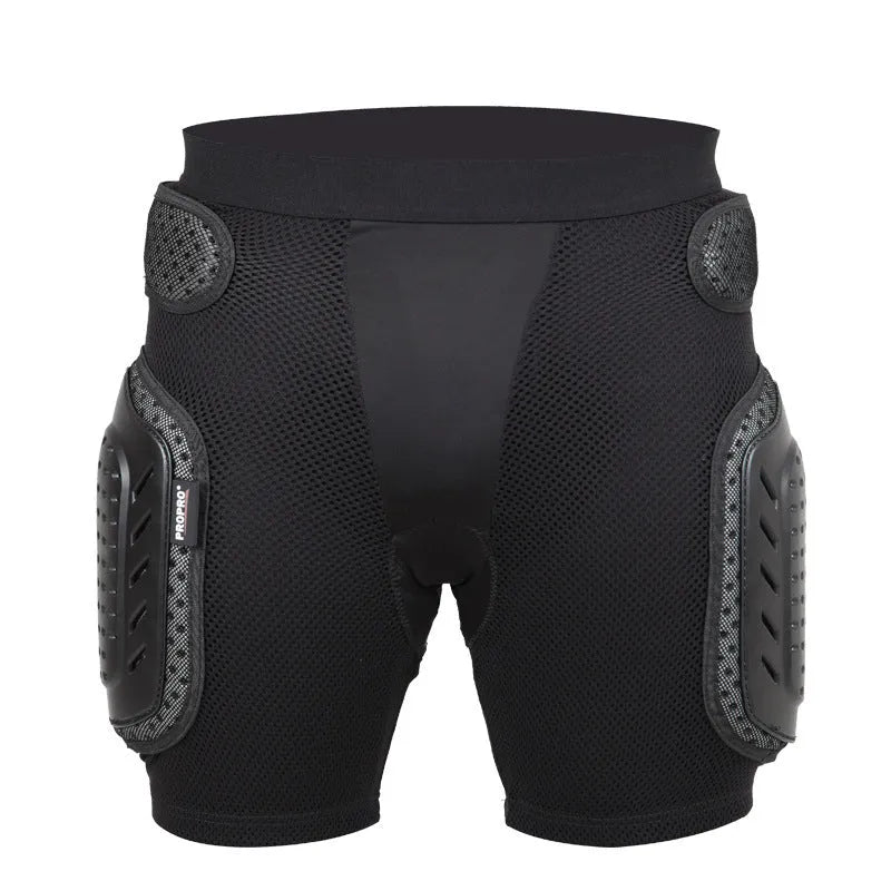 Black cycling hip protection pants with multifunctional design for sports safety