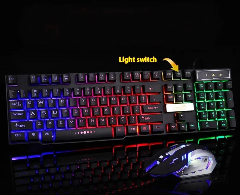 Gaming keyboard USB cable with glowing LED lighting effects in white and black colour options