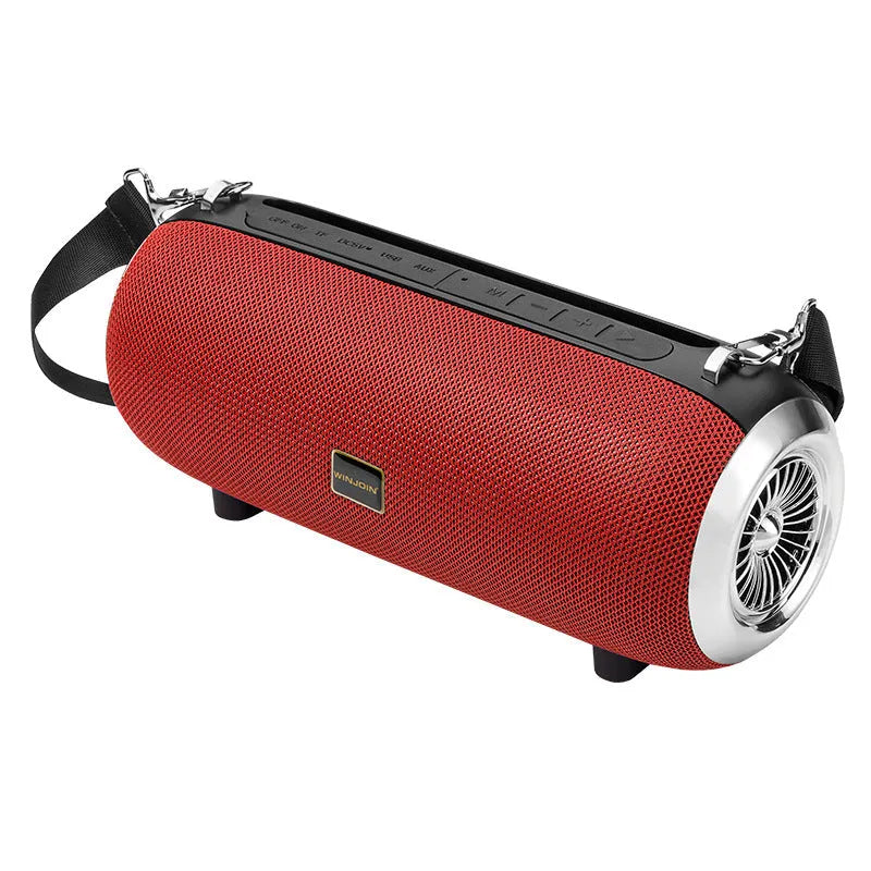 F666 rectangular portable Bluetooth speaker with fabric mesh finish and shoulder strap