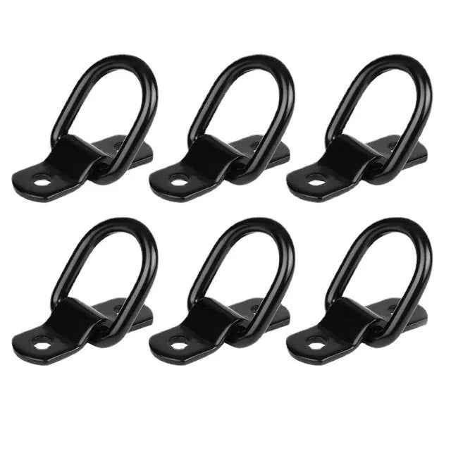 Black carbon steel floor hook with galvanised pull ring for truck cargo organisation