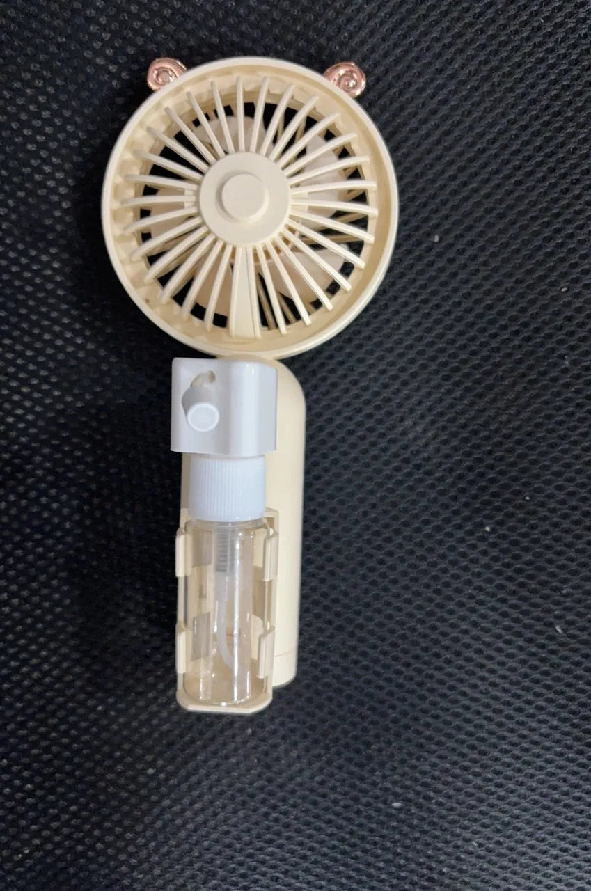 USB rechargeable plastic desk fan in five colour options showing 20 cm blades
