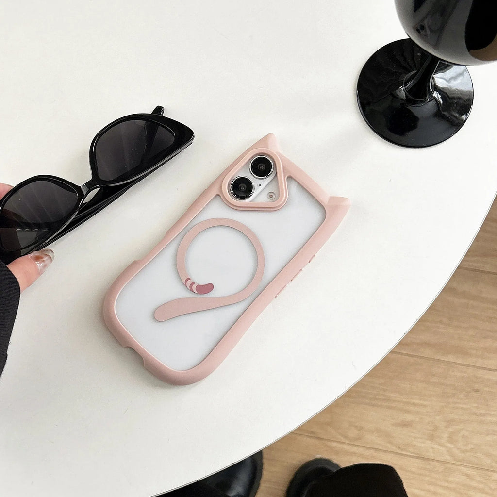 Transparent acrylic and TPU two-piece phone case for iPhone 17 models on a table.