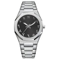 Business casual men's steel belt watch with quartz movement and 10mm thickness