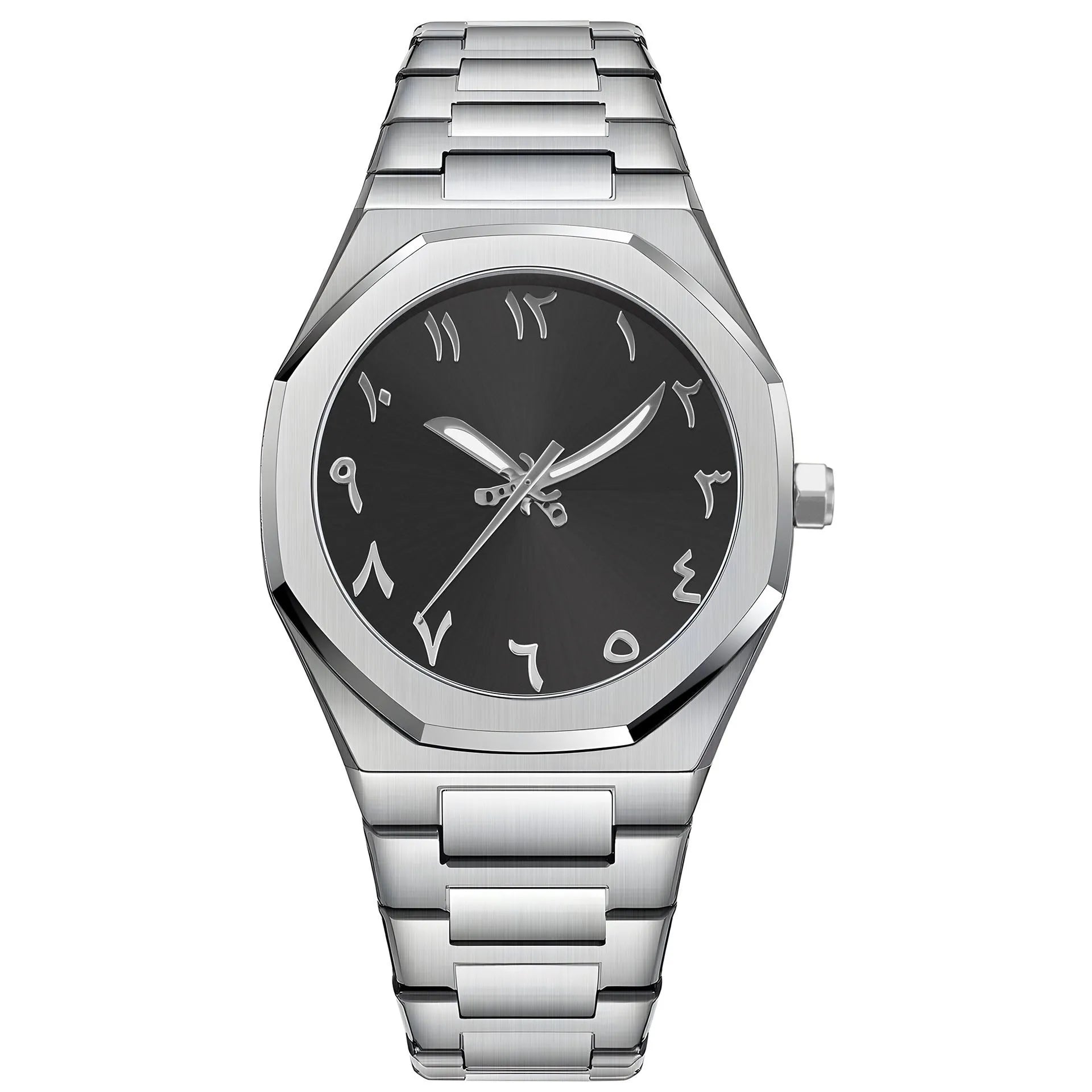 Business casual men's steel belt watch with quartz movement and 10mm thickness