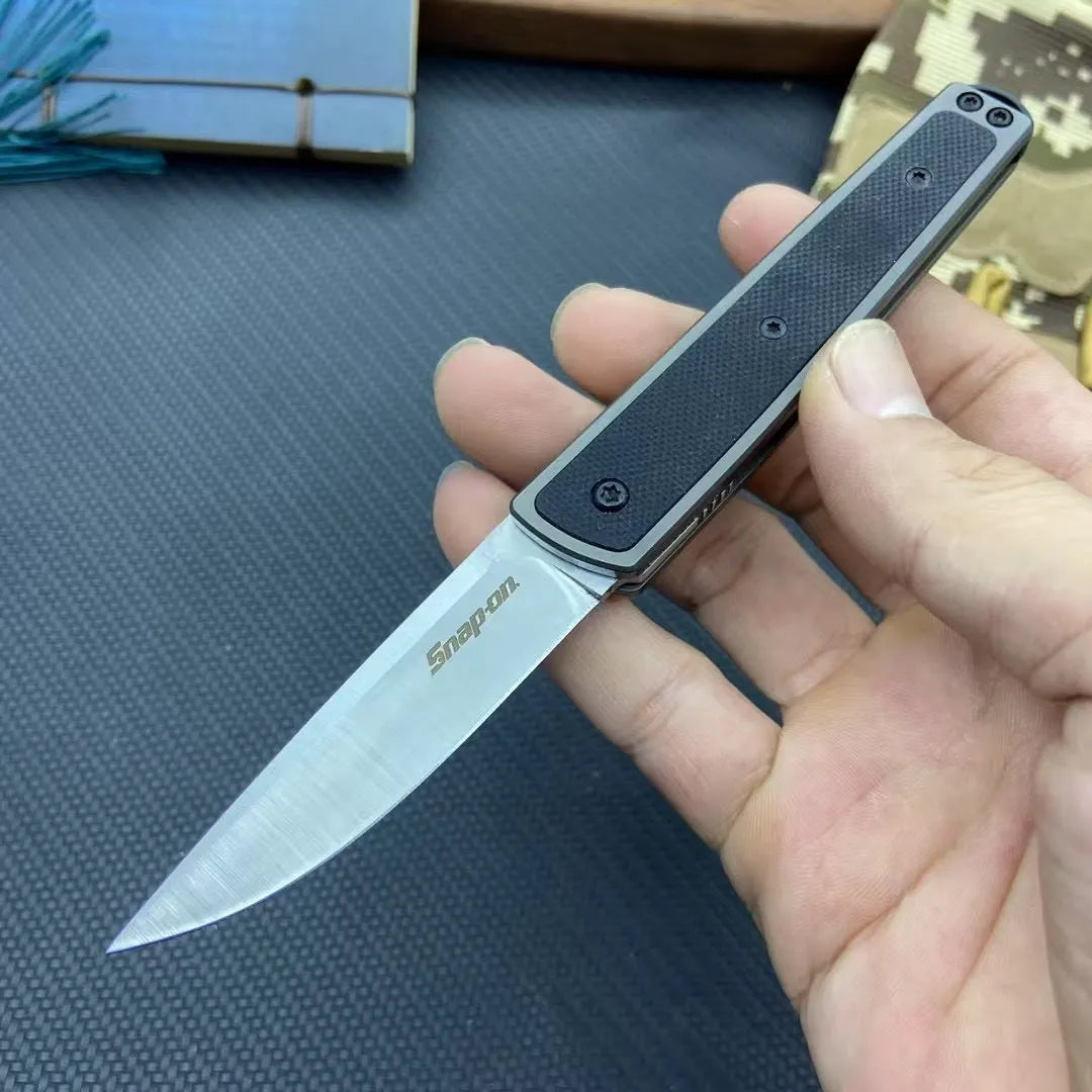 CRKT 7190 folding fruit knife in black with measurements showing 17cm total length
