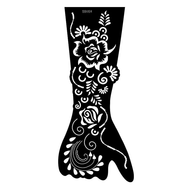 Hollow geometric tattoo sticker sheet with 30 machine-cut 3D paper carving patterns