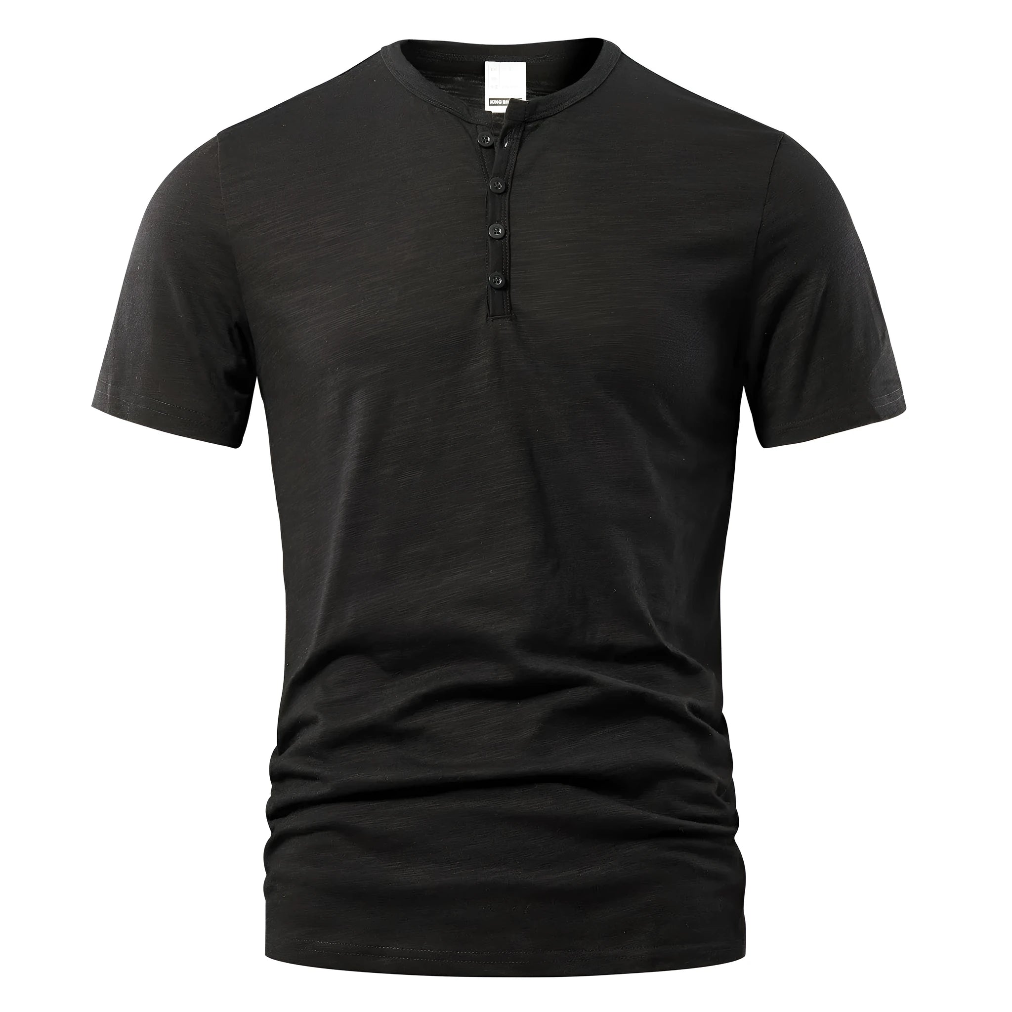 Men's slub cotton short sleeve T-shirt in solid colour with British style casual design
