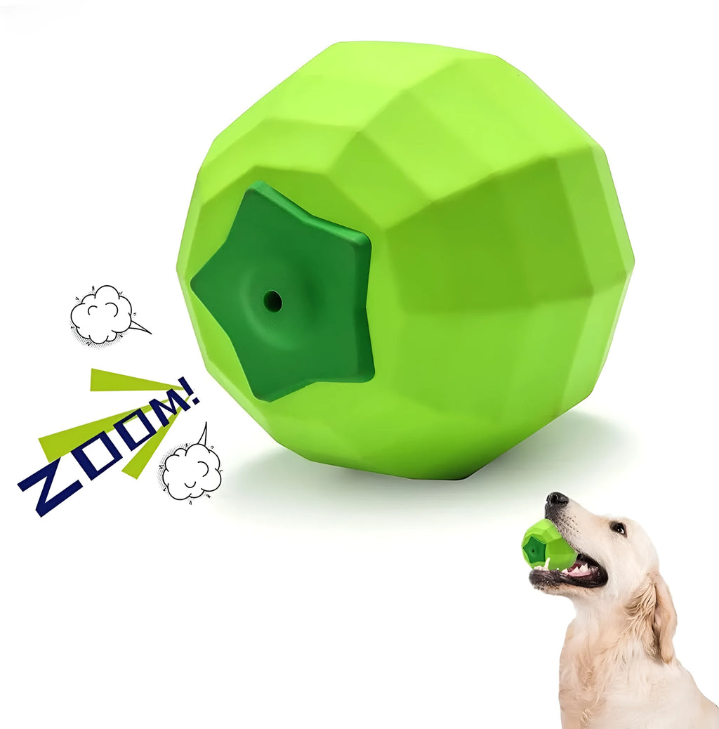 Green natural rubber squeaky dog chew toy ball for medium and large aggressive chewing dogs