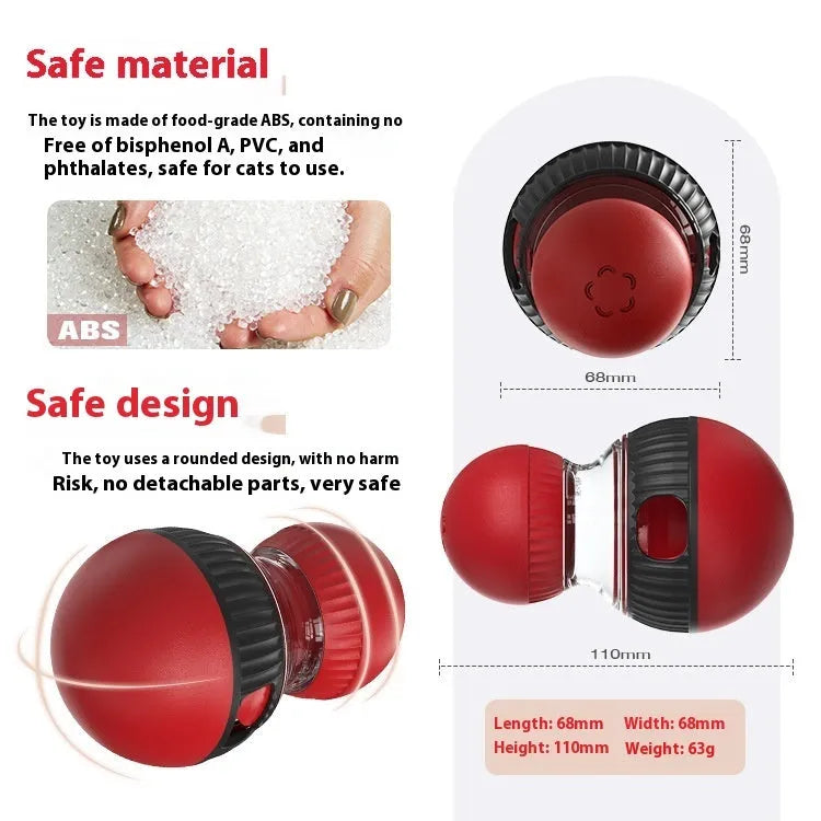 Plastic rotating cat toy with food dispenser and super ball for interactive pet play