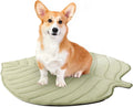 Summer cat cooling mat with ginkgo leaf shape in light blue on floor