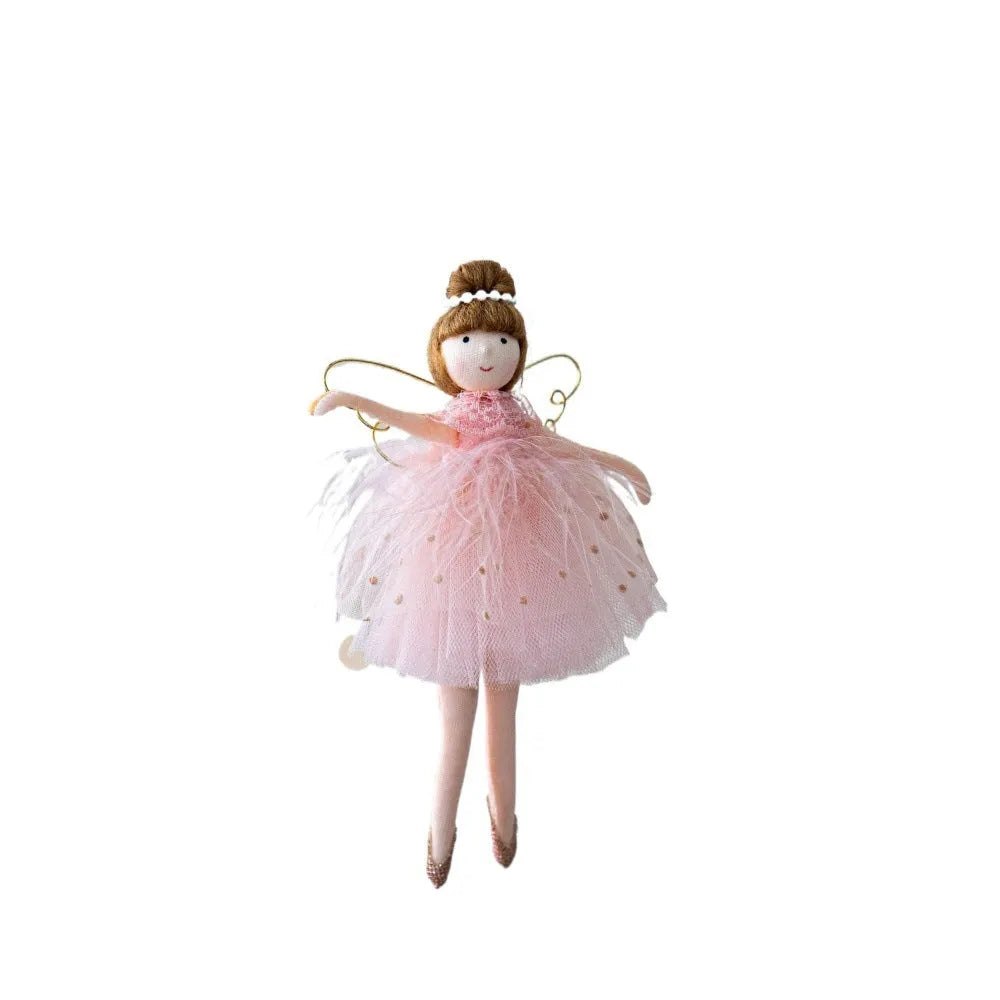 Pink and white ballet girl plush angel doll pendant with modern simplicity cloth construction