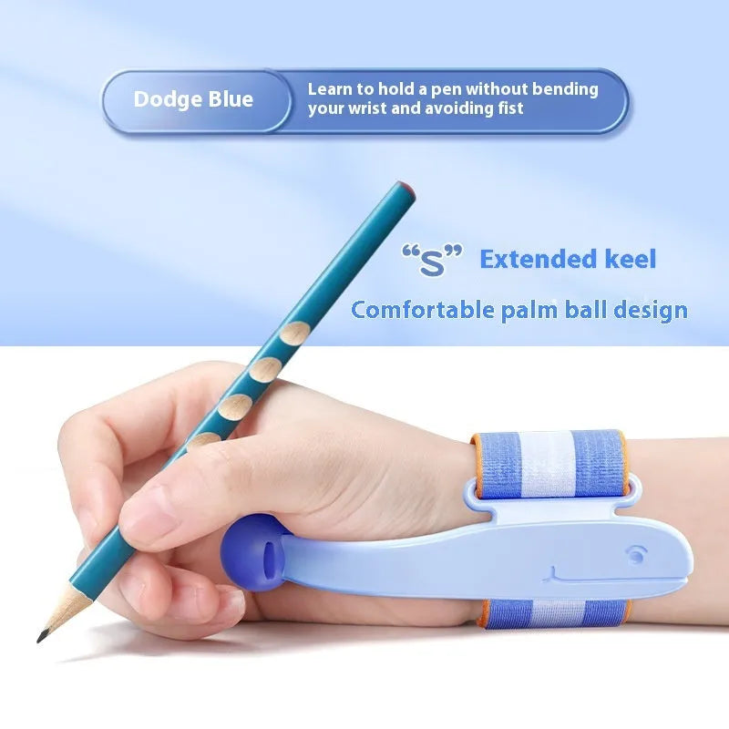 Blue anti-hook pen control corrector wrist brace with ABS nylon construction
