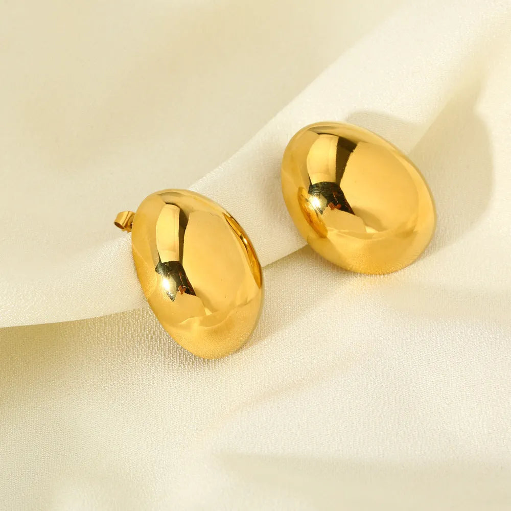 Geometric line design stainless steel earrings with glazed surface and 18K gold plating in DFE139 colour