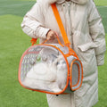 Transparent space capsule backpack for cats showing hard EVA construction and large carrier dimensions
