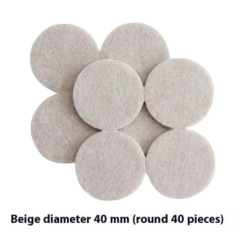 Beige plastic chair leg stoppers in round and square shapes with multiple size options