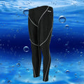 Men's black nylon cropped swimming trunks with a coloured line detail and brief style