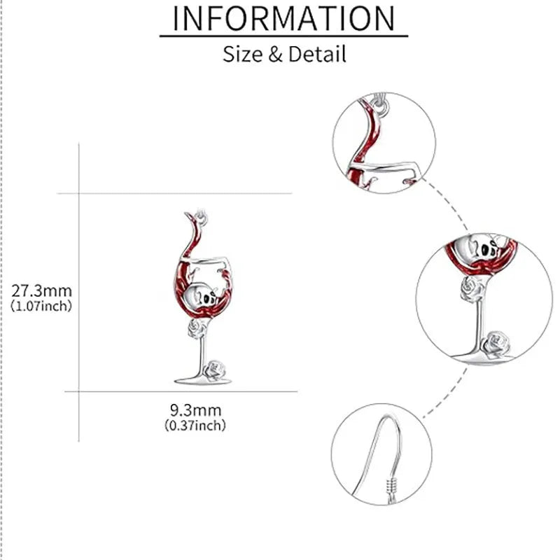A pair of metallic geometric skull wine glass earrings for women, shown in dark gothic style.