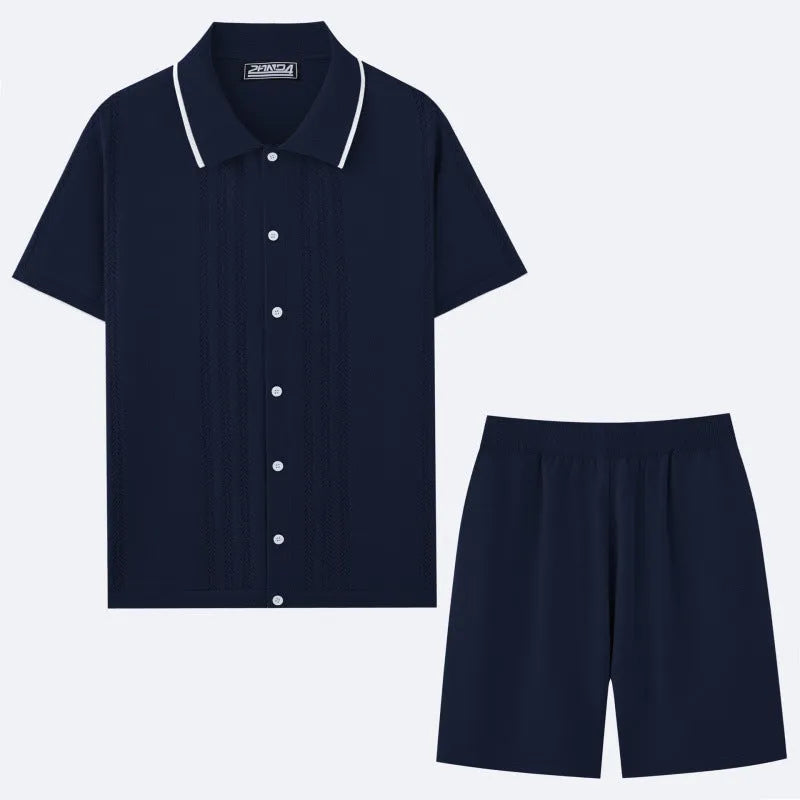 Business casual Tencel two-piece set with short sleeve top and matching shorts in multiple colour options