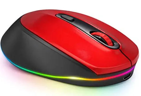24g rechargeable wireless mouse in various colours showing ergonomic shape and USB cable