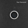 iPhone camera lens protection film with aluminium alloy ring and diamond pattern tempered glass.
