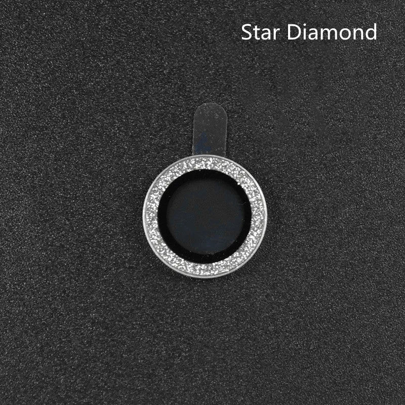 iPhone camera lens protection film with aluminium alloy ring and diamond pattern tempered glass.