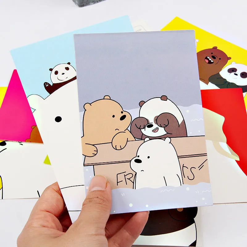 Japanese style postcard set with minimalist cartoon designs of retro Paris towers and historic sites