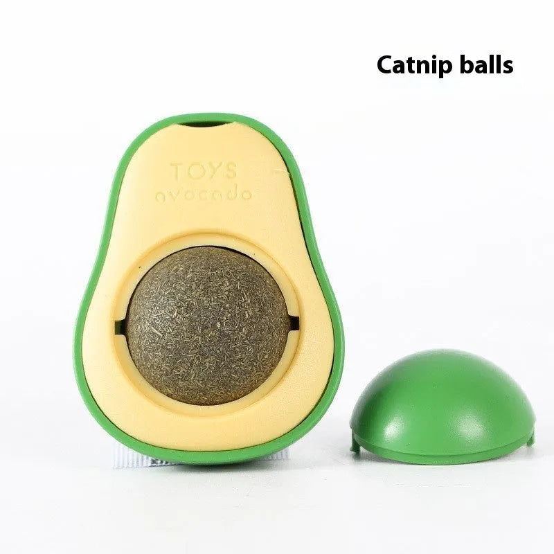Plastic catnip ball toy in multiple colours with bite-resistant construction for dental care