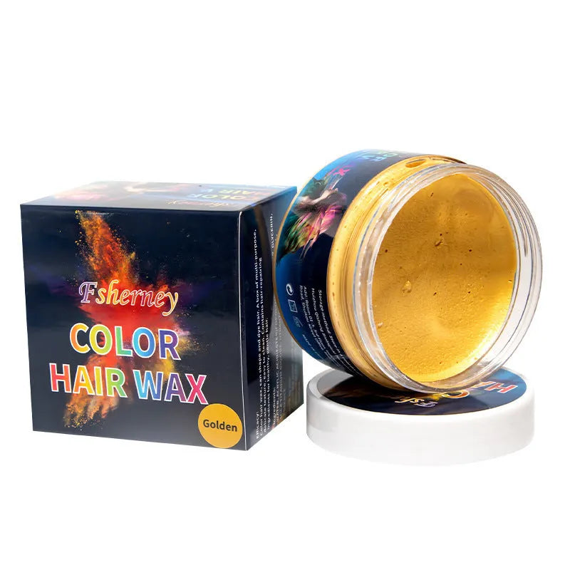 120g hair styling clay jar in one of nine colours: white, orange, red, yellow, blue, green, purple, rose red, or granny grey