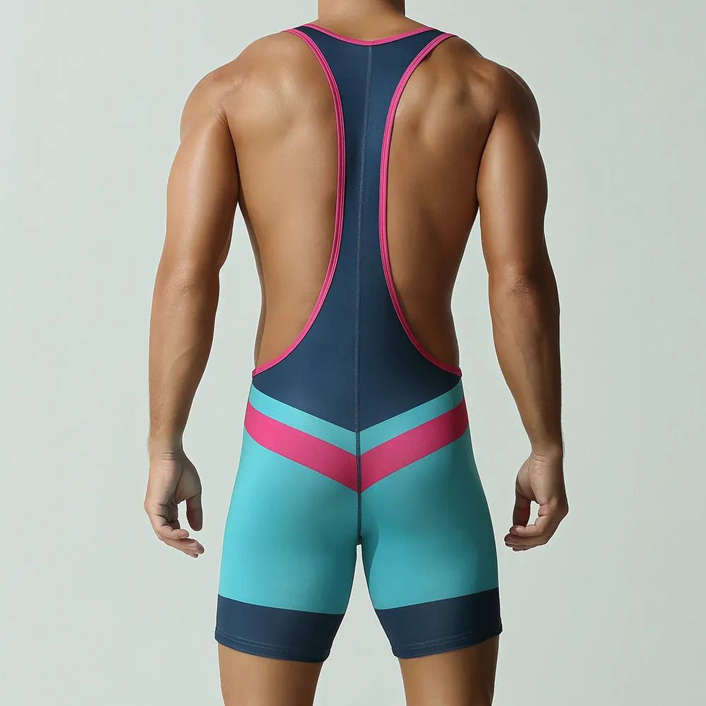 Men's quick-drying polyester sports vest jumpsuit in dream blue, cyan or black colour options
