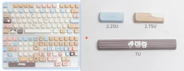 Sea Salt Cat PBT sublimation key cap set showing March past character design on mechanical keyboard
