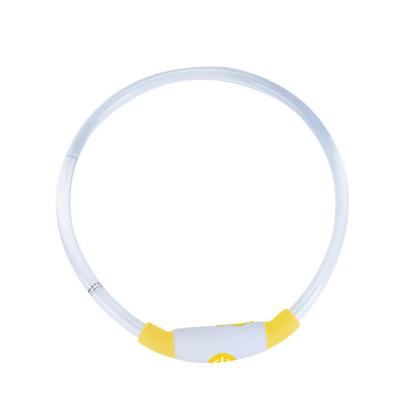 USB rechargeable LED dog collar glowing in dark with adjustable 70cm length