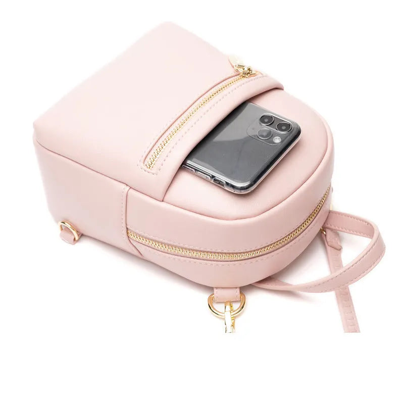 Soft PU leather mini backpack in multiple colours with 3D pockets and internal organisation compartments