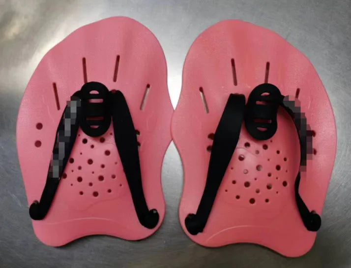 Pair of swimming training hand paddles for freestyle stroke technique in multiple colour options