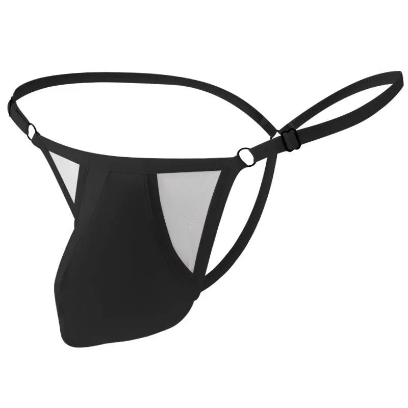Men's Ice Silk T-back underwear with geometric pattern in multiple colour options