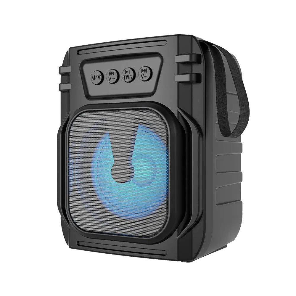 Portable Bluetooth speaker in colour 3107 with USB charging cable, measuring 110 x 87 x 137mm