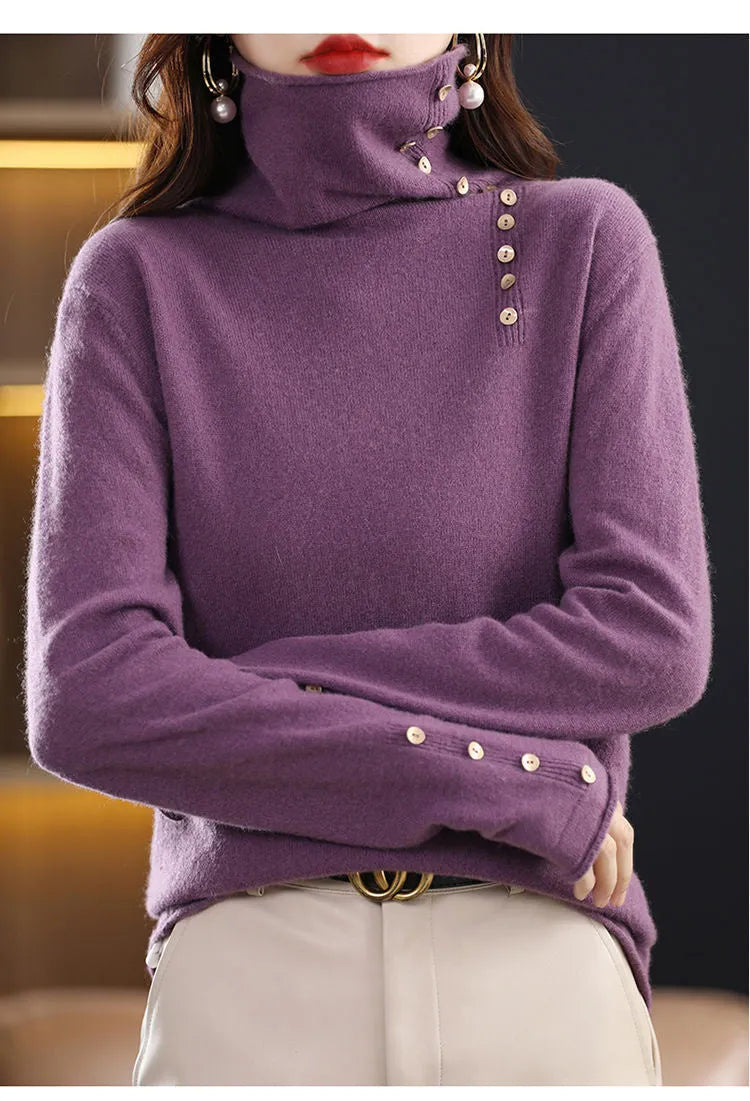 Slim fit short length knitted bottoming shirt in core-spun yarn, shown in a selected colour.