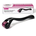 Black and purple derma roller with 540 titanium microneedles for face, beard, and scalp care.