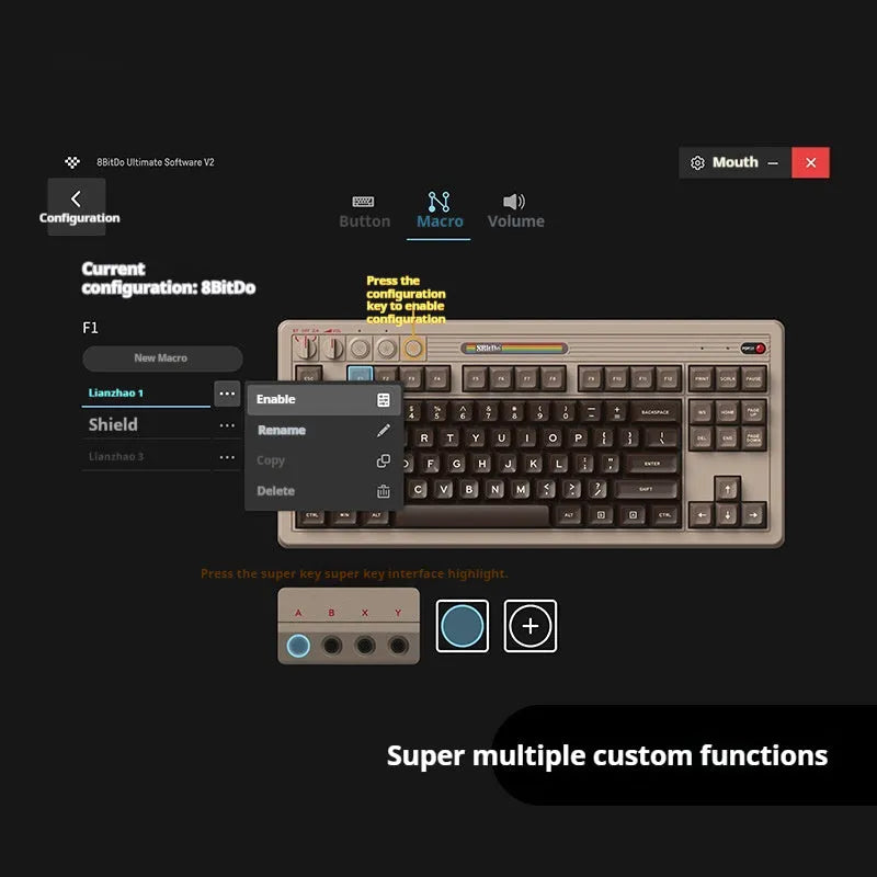 Retro mechanical gaming keyboard with wireless Bluetooth connectivity and rocker control on ABS plastic housing